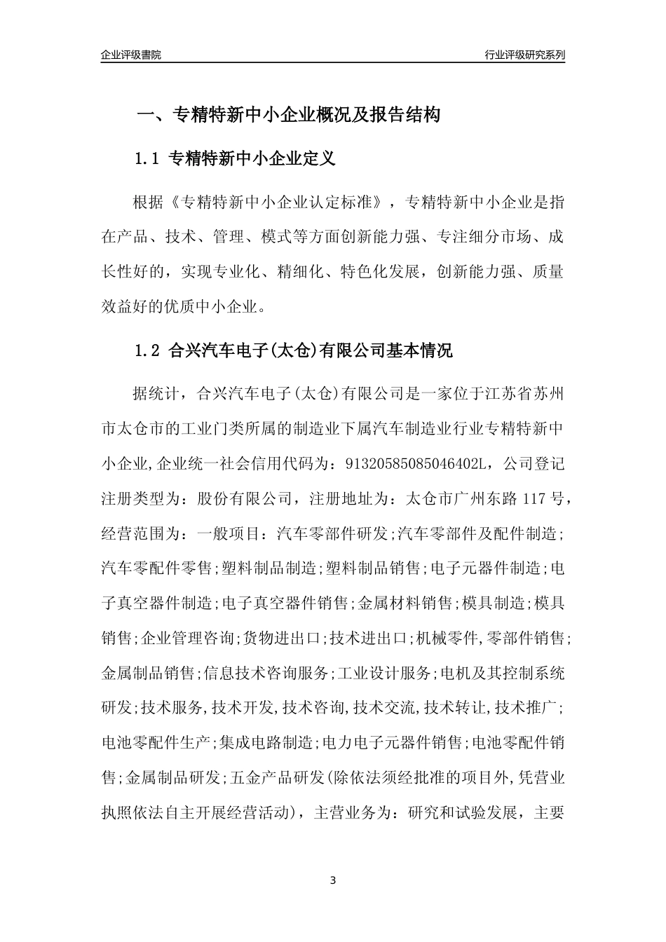 [专精特新]合兴汽车电子(太仓)有限公司行业竞争力评级分析报告(2023版).docx_第3页