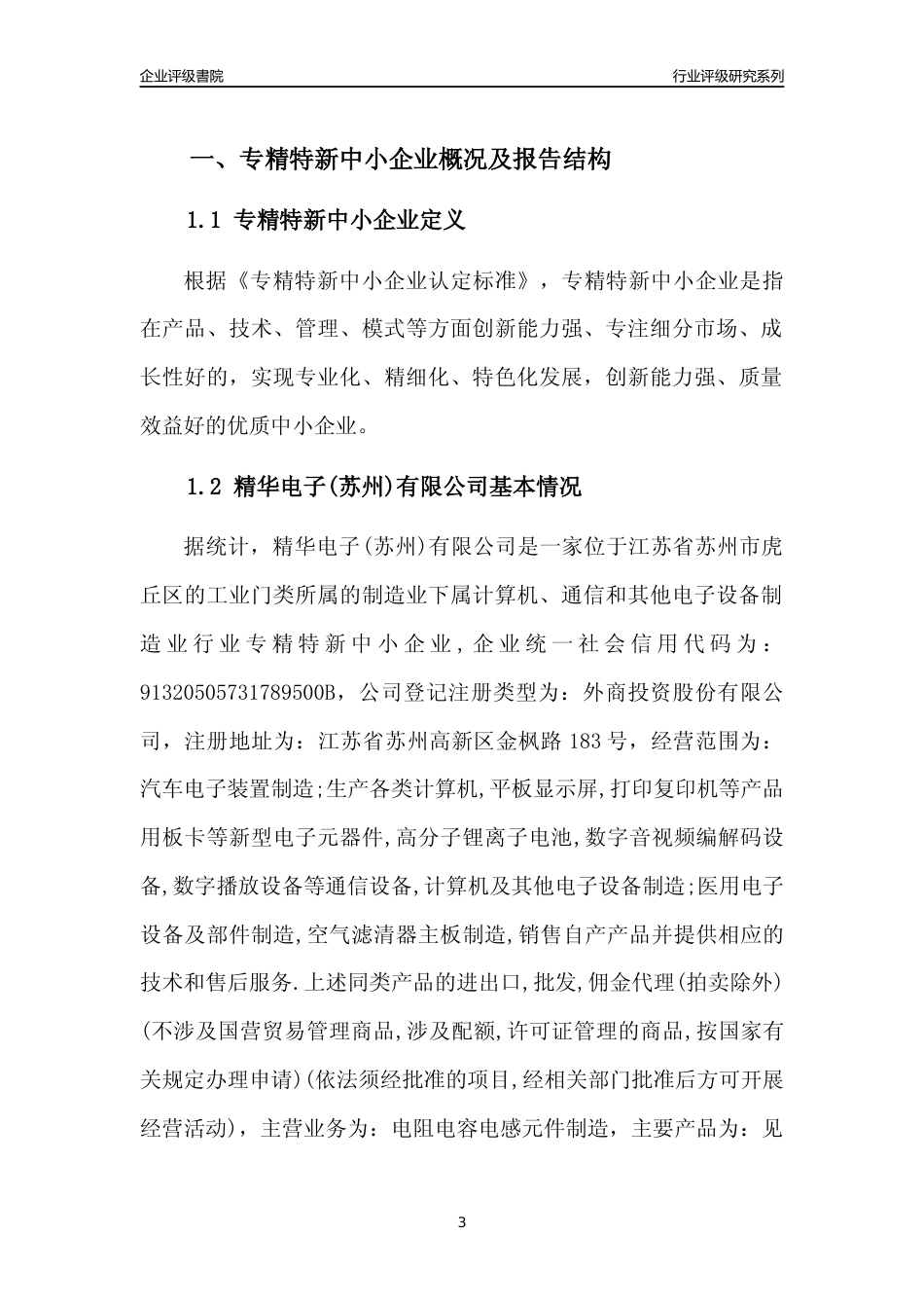 [专精特新]2022年精华电子(苏州)有限公司行业竞争力评级分析报告(2023版).docx_第3页