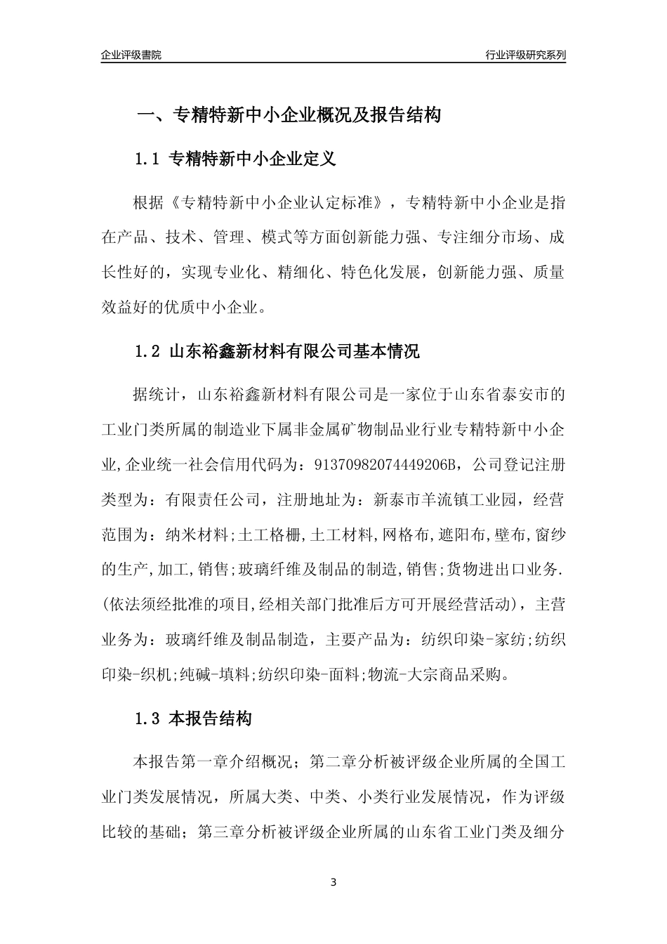 [专精特新]2022年山东裕鑫新材料有限公司行业竞争力评级分析报告(2023版)_第3页
