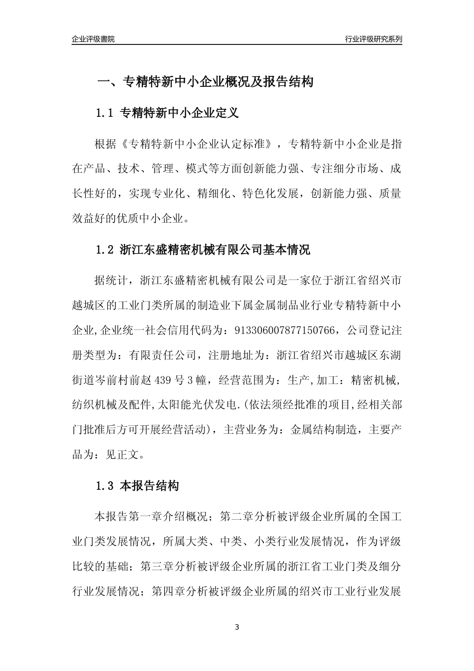 [专精特新]2022年浙江东盛精密机械有限公司行业竞争力评级分析报告(2023版)_第3页
