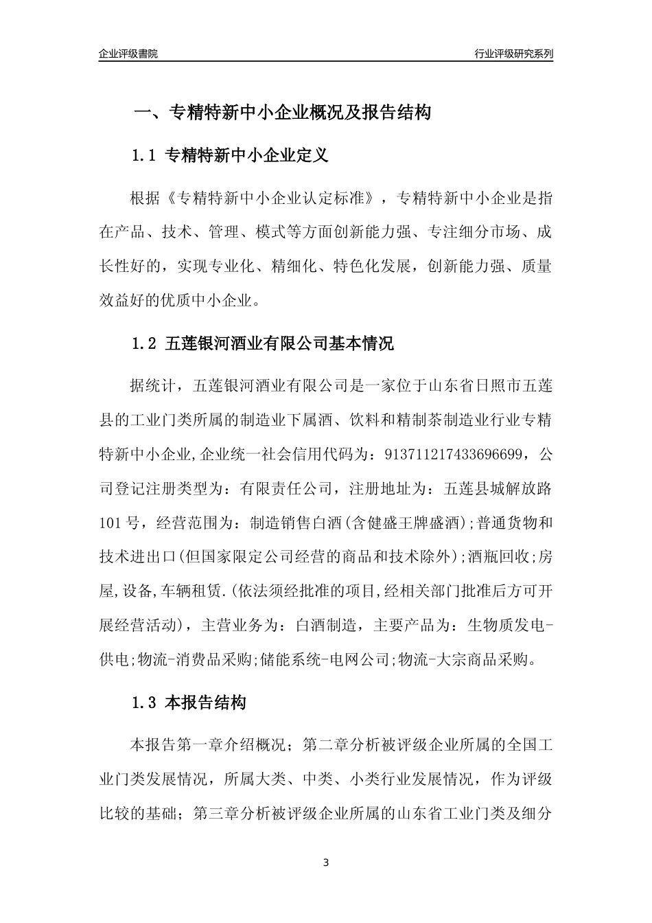 [专精特新]2022年五莲银河酒业有限公司行业竞争力评级分析报告(2023版)_第3页