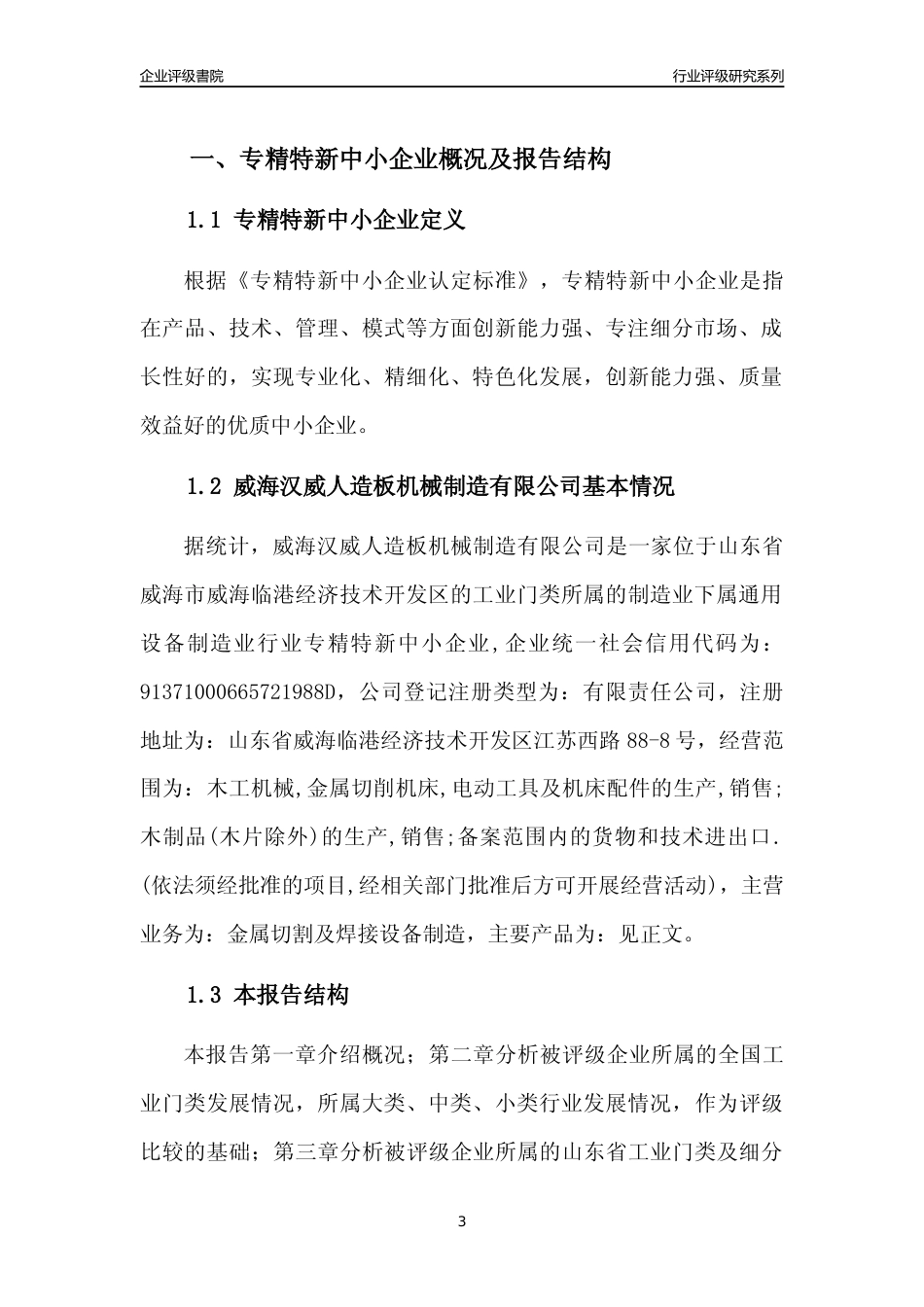 [专精特新]2022年威海汉威人造板机械制造有限公司行业竞争力评级分析报告(2023版)_第3页