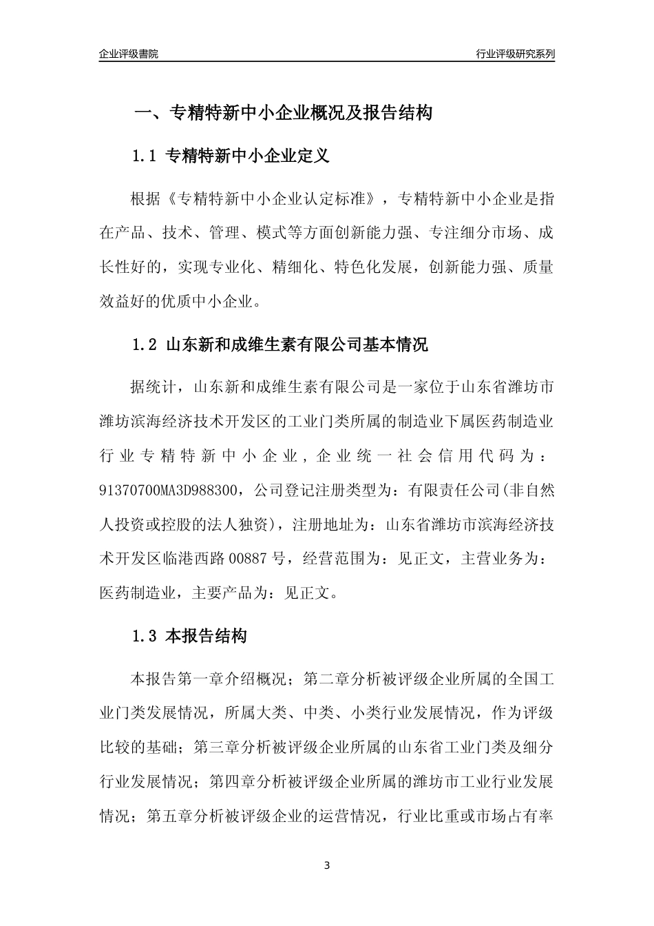 [专精特新]2022年山东新和成维生素有限公司行业竞争力评级分析报告(2023版)_第3页