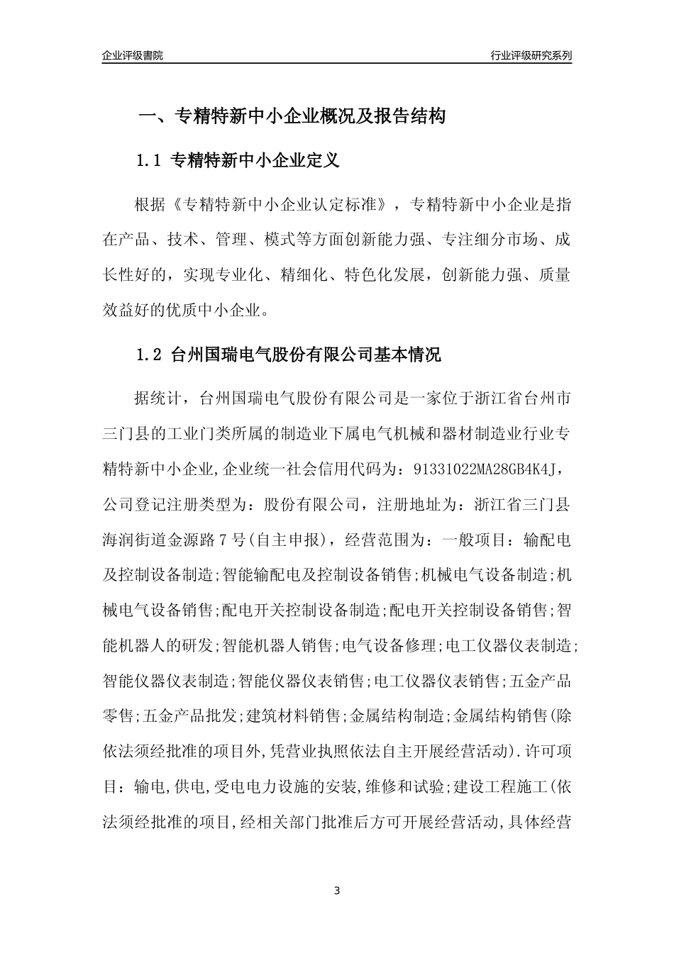 [专精特新]2022年台州国瑞电气股份有限公司行业竞争力评级分析报告(2023版)_第3页