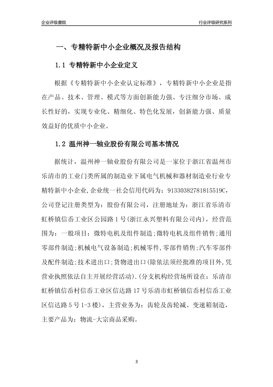 [专精特新]2022年温州神一轴业股份有限公司行业竞争力评级分析报告(2023版)_第3页