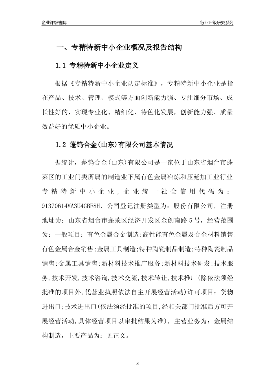 [专精特新]2022年蓬钨合金(山东)有限公司行业竞争力评级分析报告(2023版)_第3页
