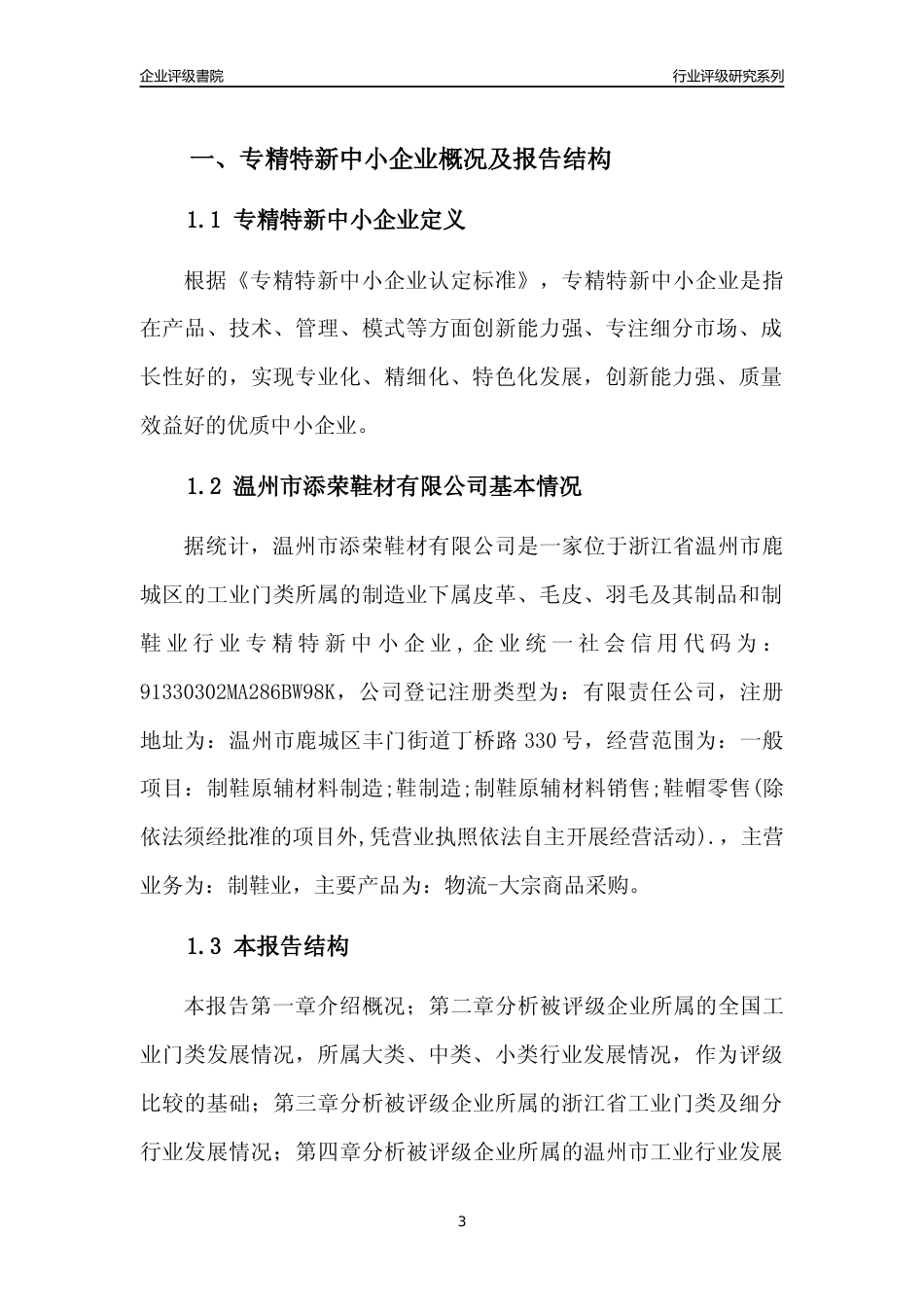 [专精特新]2022年温州市添荣鞋材有限公司行业竞争力评级分析报告(2023版)_第3页