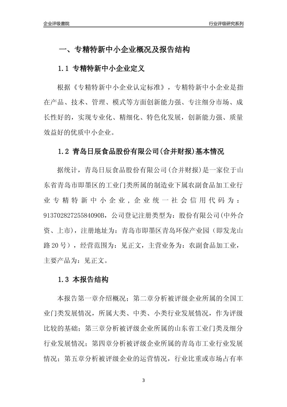[专精特新]2022年青岛日辰食品股份有限公司(合并财报)行业竞争力评级分析报告(2023版)_第3页