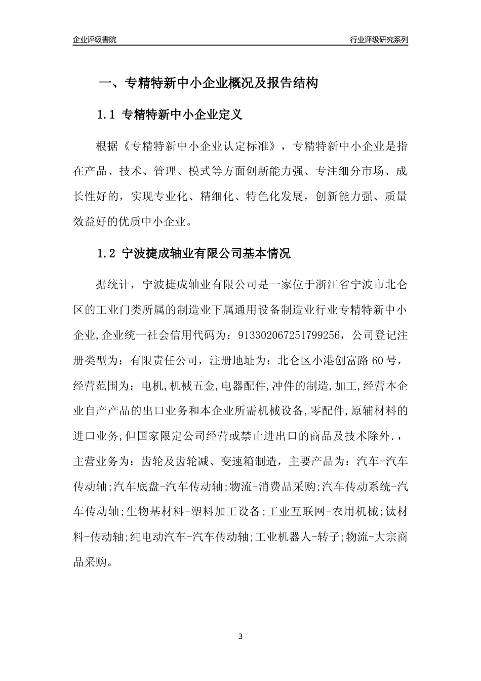 [专精特新]2022年宁波捷成轴业有限公司行业竞争力评级分析报告(2023版)_第3页