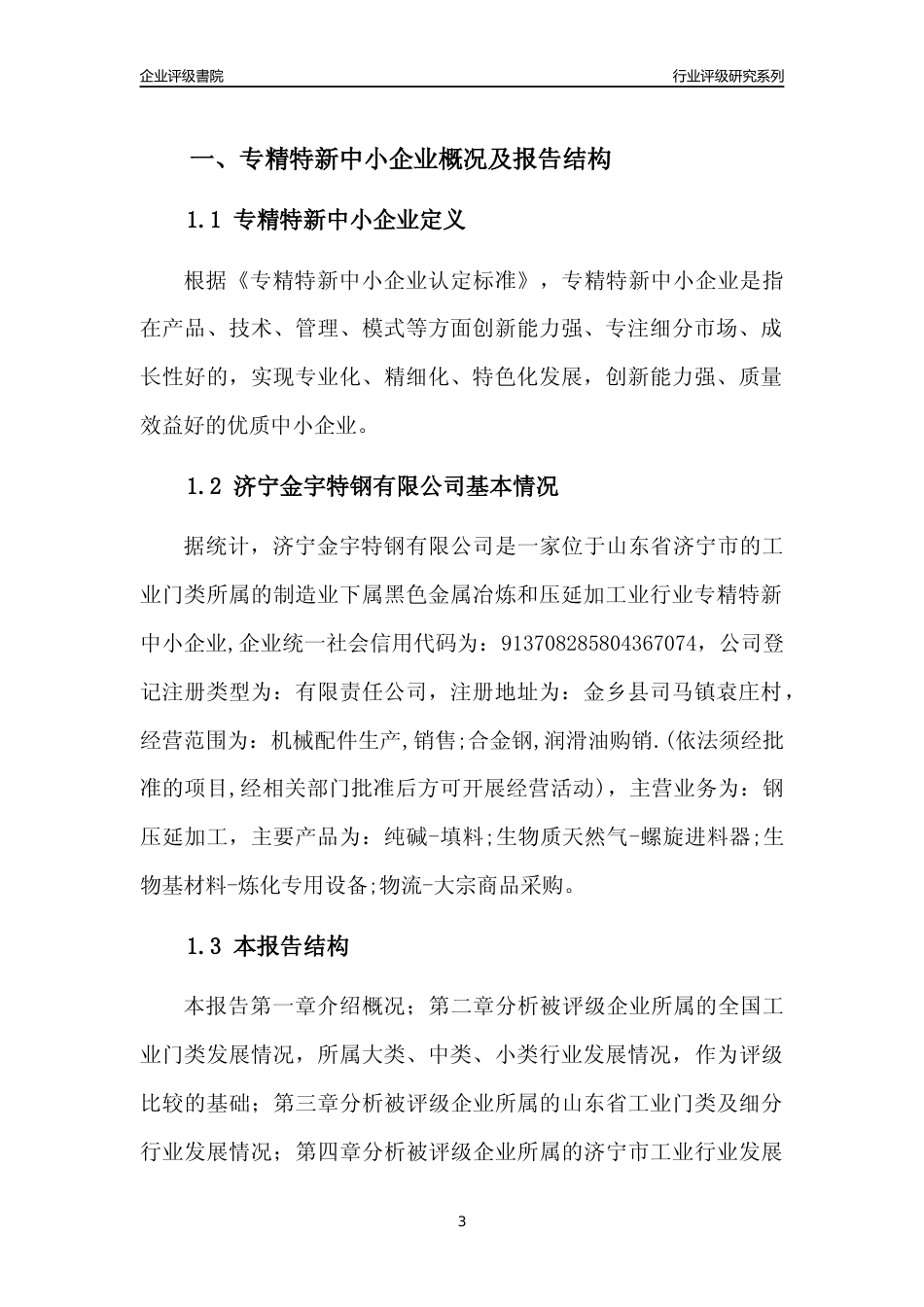 [专精特新]2022年济宁金宇特钢有限公司行业竞争力评级分析报告(2023版)_第3页