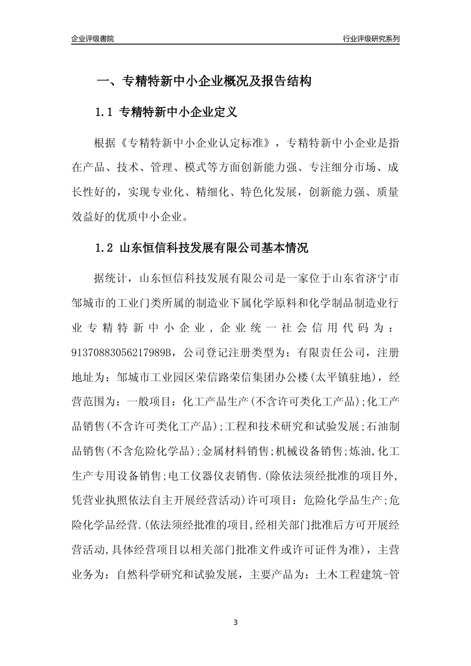 [专精特新]2022年山东恒信科技发展有限公司行业竞争力评级分析报告(2023版)_第3页