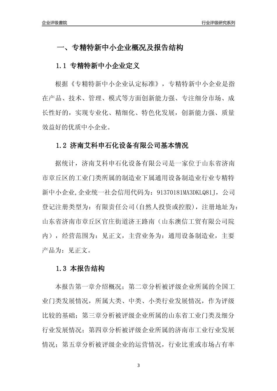 [专精特新]2022年济南艾科申石化设备有限公司行业竞争力评级分析报告(2023版)_第3页