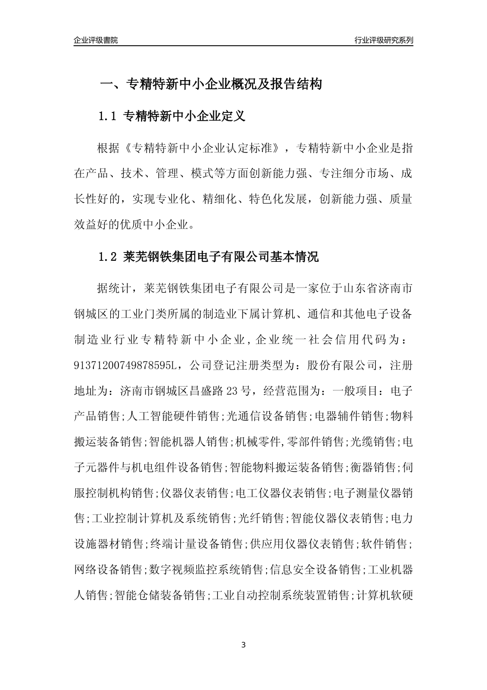 [专精特新]2022年莱芜钢铁集团电子有限公司行业竞争力评级分析报告(2023版)_第3页