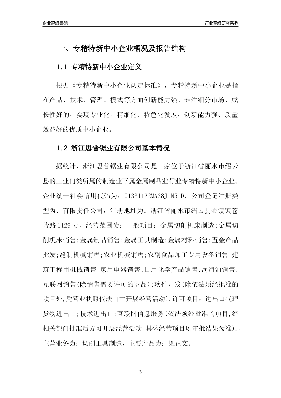 [专精特新]2022年浙江思普锯业有限公司行业竞争力评级分析报告(2023版)_第3页