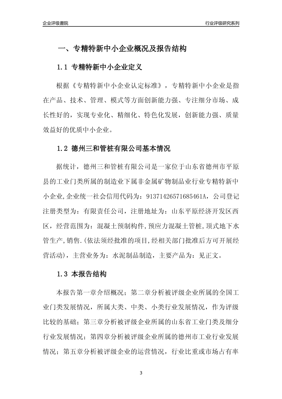 [专精特新]2022年德州三和管桩有限公司行业竞争力评级分析报告(2023版)_第3页