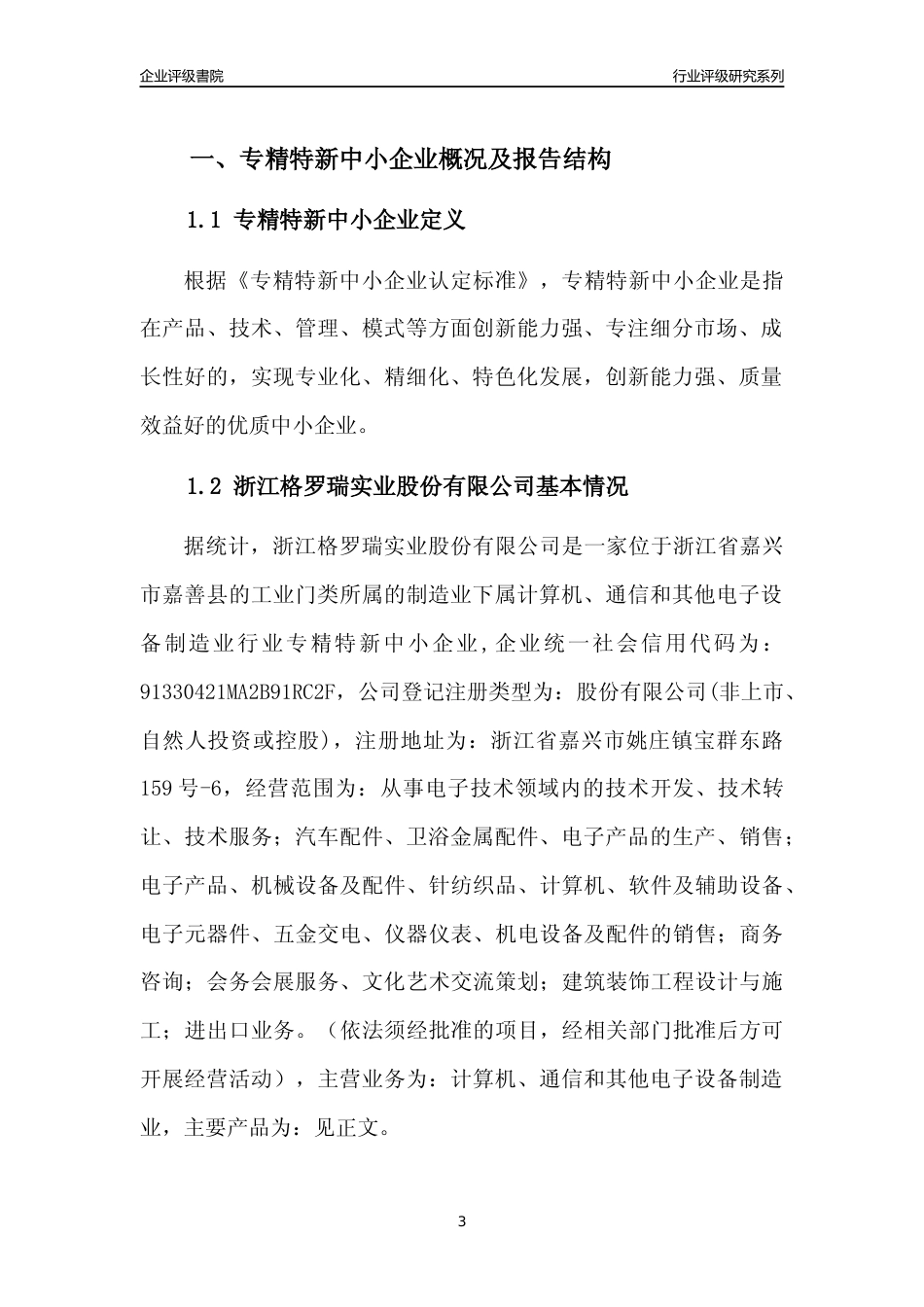 [专精特新]2022年浙江格罗瑞实业股份有限公司行业竞争力评级分析报告(2023版)_第3页