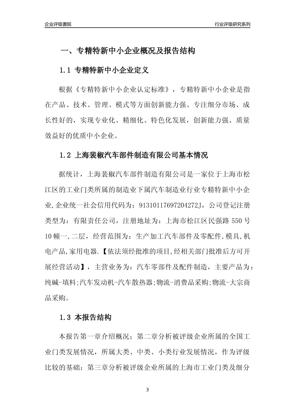 [专精特新]上海裴椒汽车部件制造有限公司行业竞争力评级分析报告(2023版)_第3页