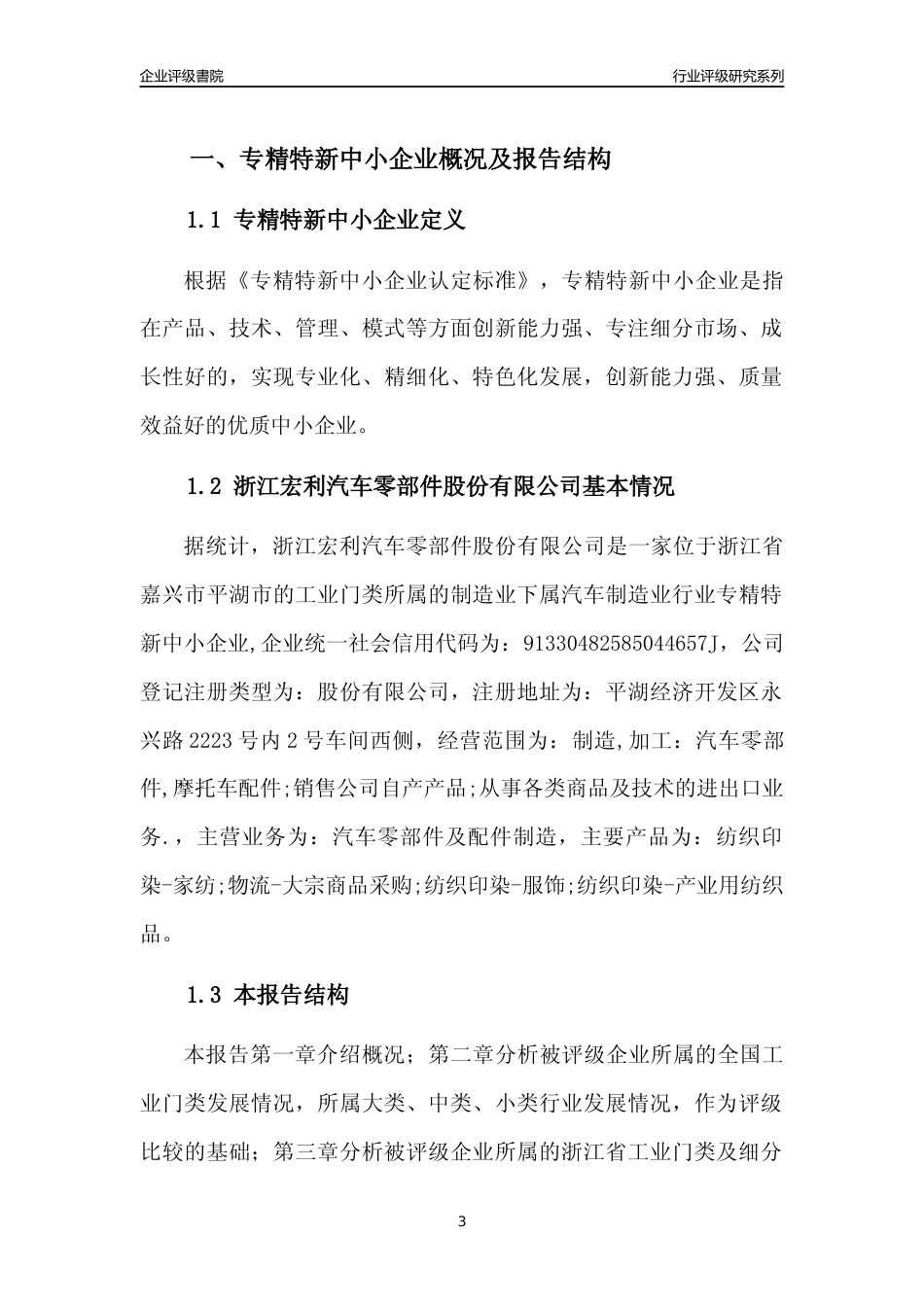 [专精特新]2022年浙江宏利汽车零部件股份有限公司行业竞争力评级分析报告(2023版)_第3页