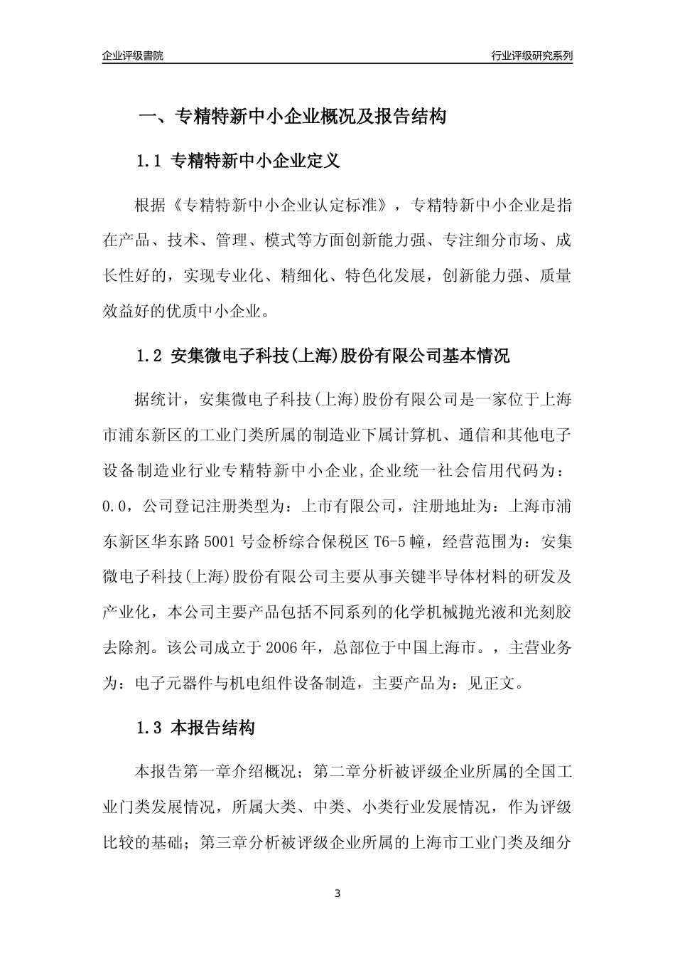 [专精特新]2022年安集微电子科技(上海)股份有限公司行业竞争力评级分析报告(2023版)_第3页