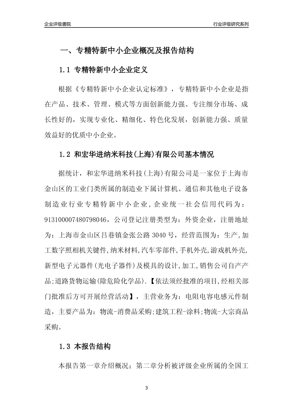 [专精特新]2022年和宏华进纳米科技(上海)有限公司行业竞争力评级分析报告(2023版)_第3页
