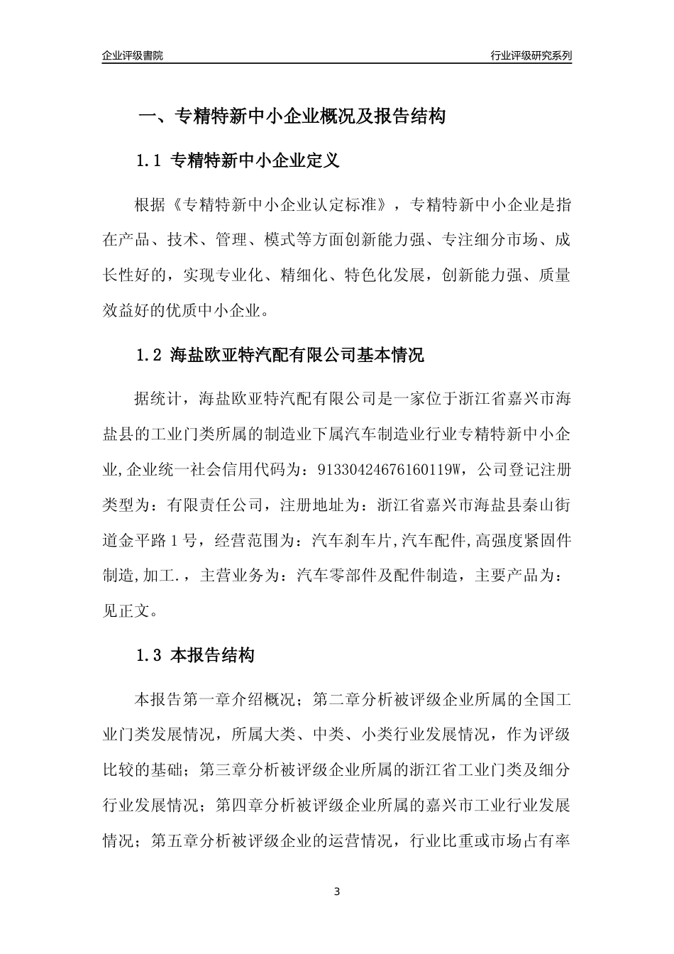 [专精特新]2022年海盐欧亚特汽配有限公司行业竞争力评级分析报告(2023版)_第3页