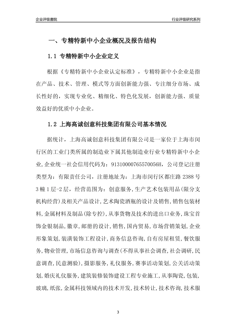 [专精特新]2022年上海高诚创意科技集团有限公司行业竞争力评级分析报告(2023版)_第3页