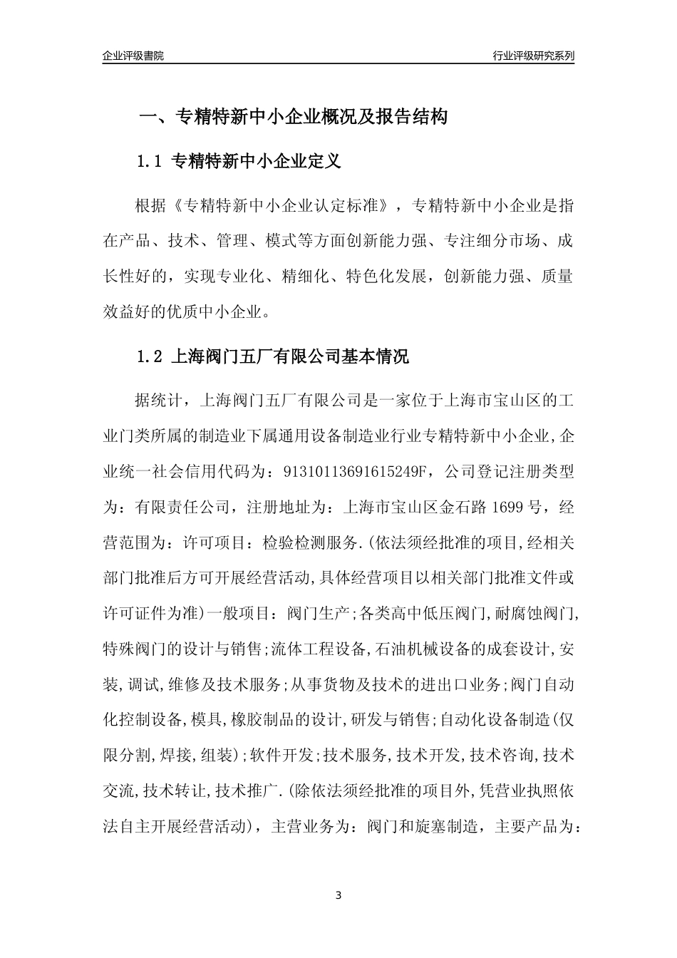 [专精特新]2022年上海阀门五厂有限公司行业竞争力评级分析报告(2023版)_第3页
