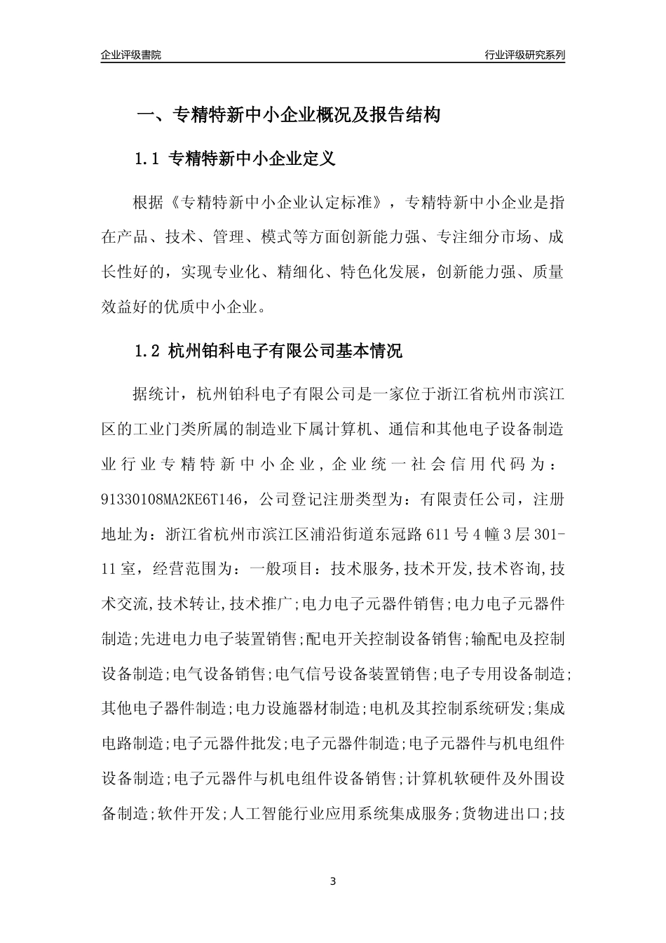 [专精特新]2022年杭州铂科电子有限公司行业竞争力评级分析报告(2023版)_第3页