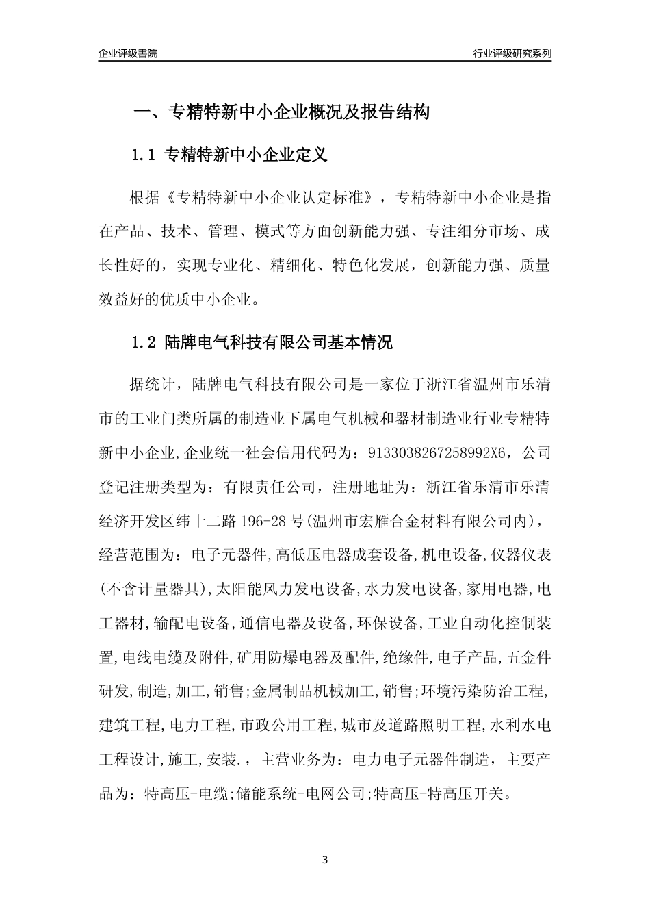 [专精特新]2022年陆牌电气科技有限公司行业竞争力评级分析报告(2023版)_第3页