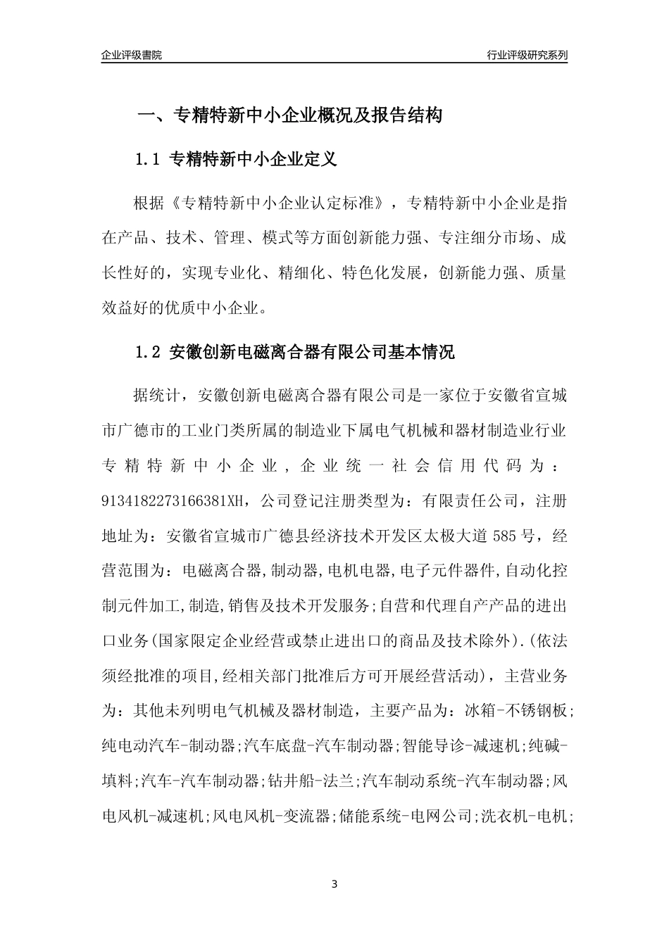 [专精特新]安徽创新电磁离合器有限公司行业竞争力评级分析报告(2023版)_第3页