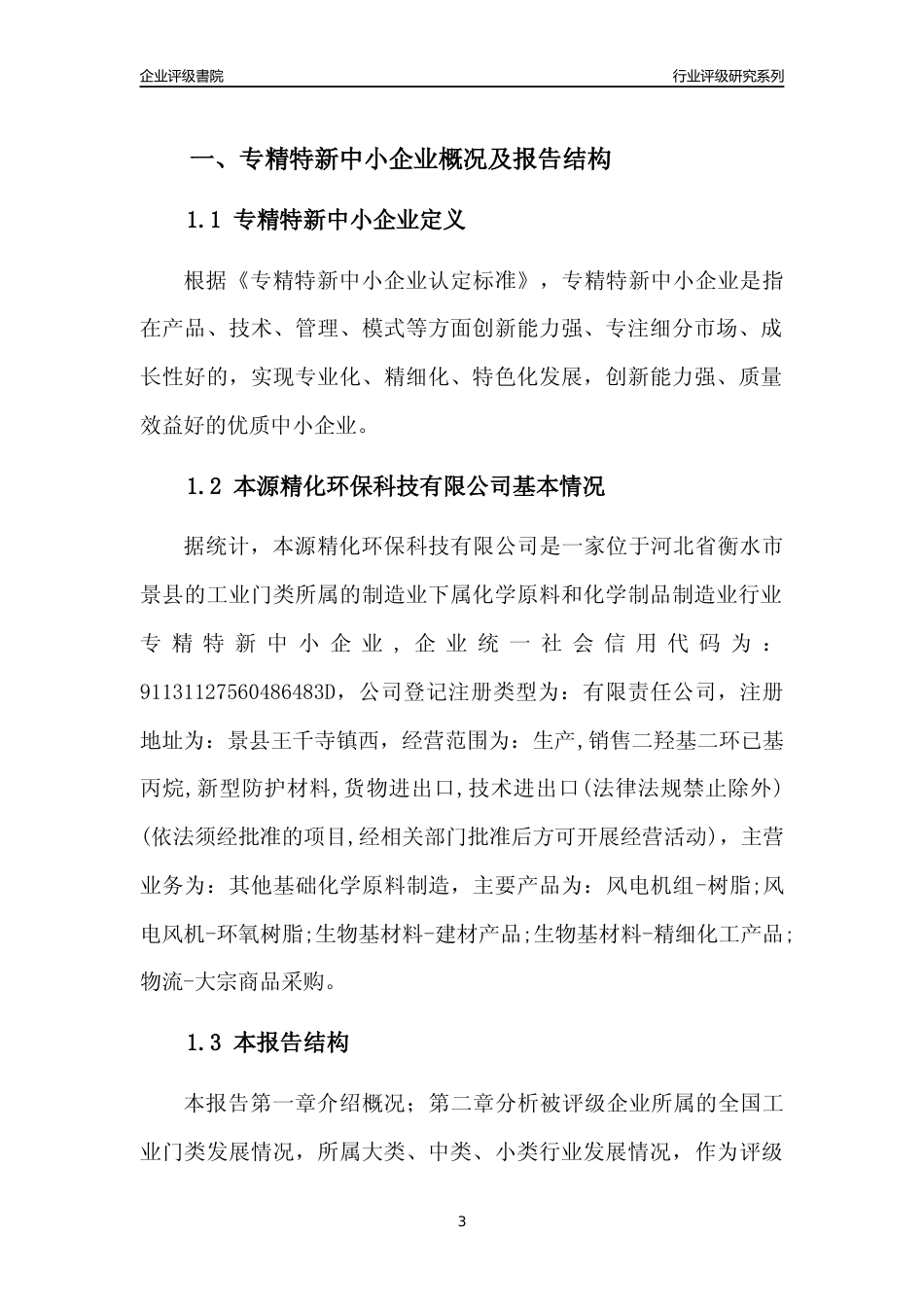 [专精特新]本源精化环保科技有限公司行业竞争力评级分析报告(2023版)_第3页