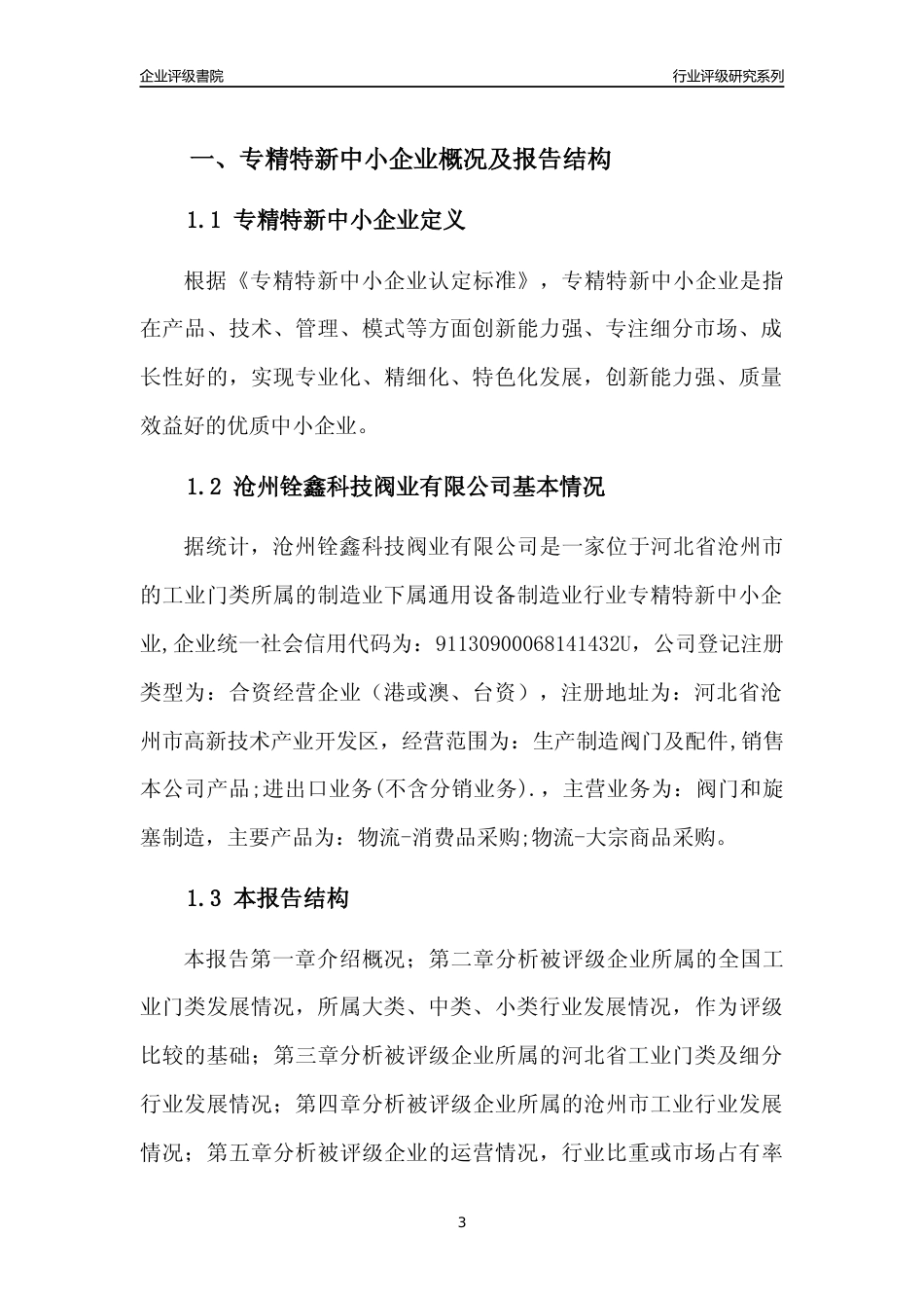 [专精特新]沧州铨鑫科技阀业有限公司行业竞争力评级分析报告(2023版)_第3页