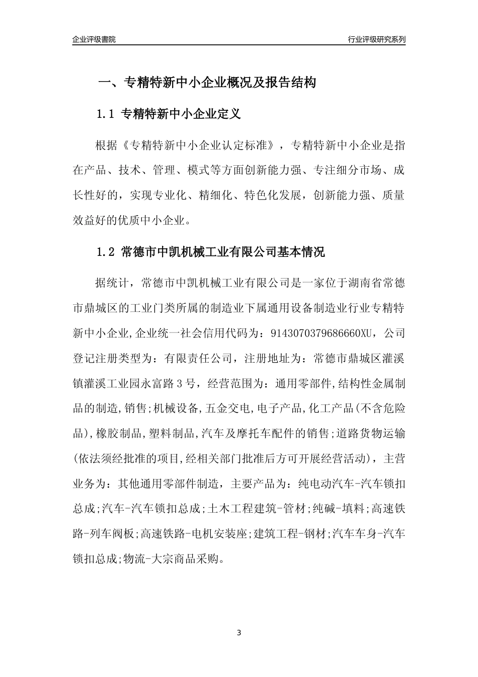 [专精特新]常德市中凯机械工业有限公司行业竞争力评级分析报告(2023版)_第3页