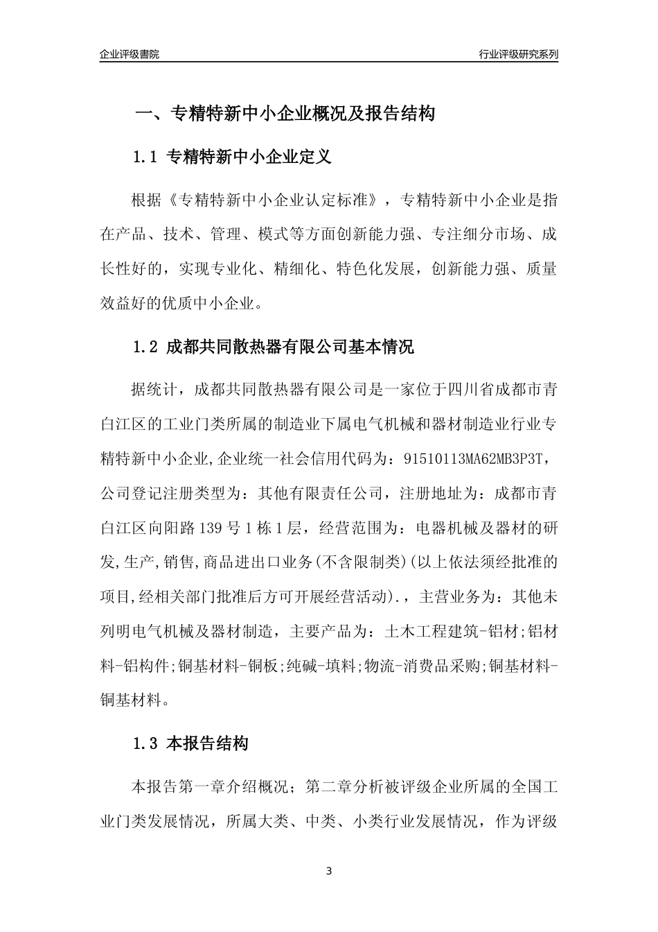 [专精特新]成都共同散热器有限公司行业竞争力评级分析报告(2023版)_第3页