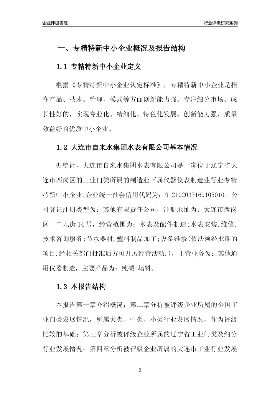 [专精特新]大连市自来水集团水表有限公司行业竞争力评级分析报告(2023版)_第3页