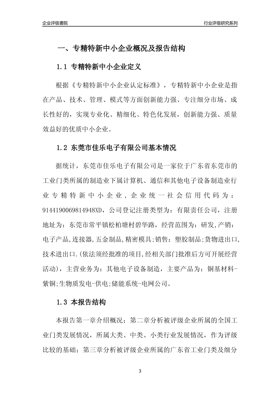 [专精特新]东莞市佳乐电子有限公司行业竞争力评级分析报告(2023版)_第3页
