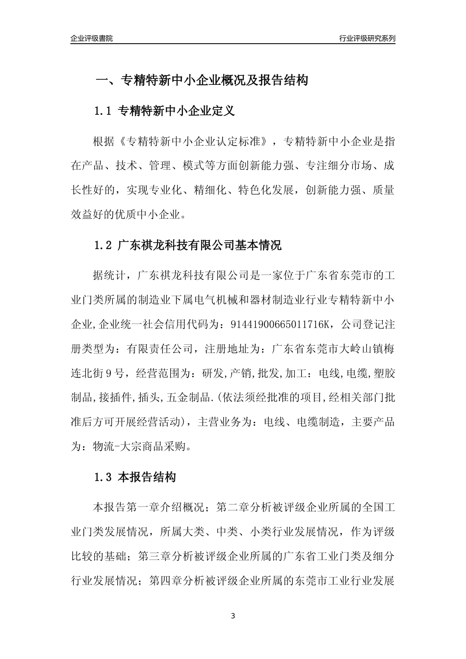 [专精特新]广东祺龙科技有限公司行业竞争力评级分析报告(2023版)_第3页