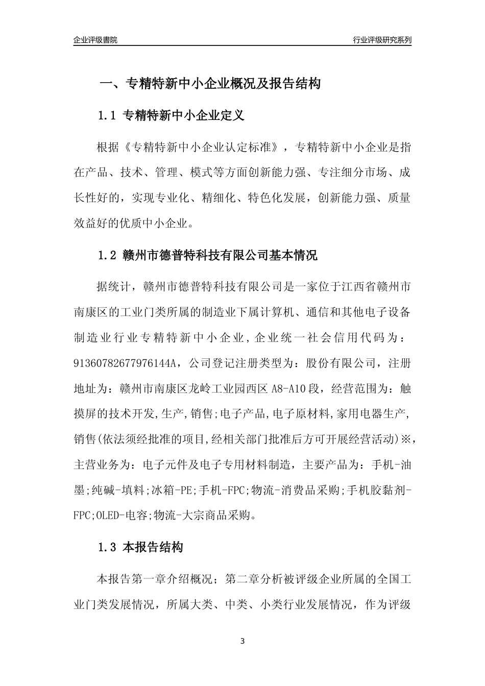[专精特新]赣州市德普特科技有限公司行业竞争力评级分析报告(2023版)_第3页