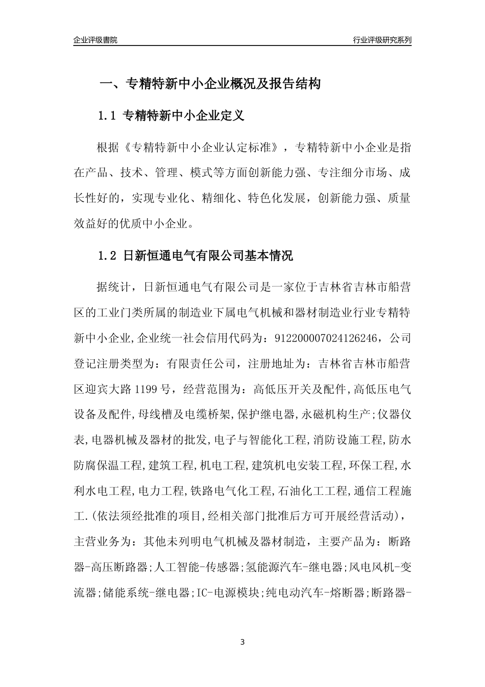 [专精特新]日新恒通电气有限公司行业竞争力评级分析报告(2023版)_第3页
