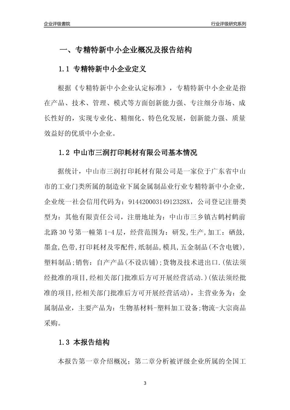 [专精特新]中山市三润打印耗材有限公司行业竞争力评级分析报告(2023版)_第3页