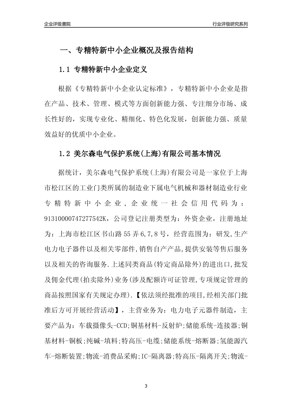 [专精特新]美尔森电气保护系统(上海)有限公司行业竞争力评级分析报告(2023版)_第3页