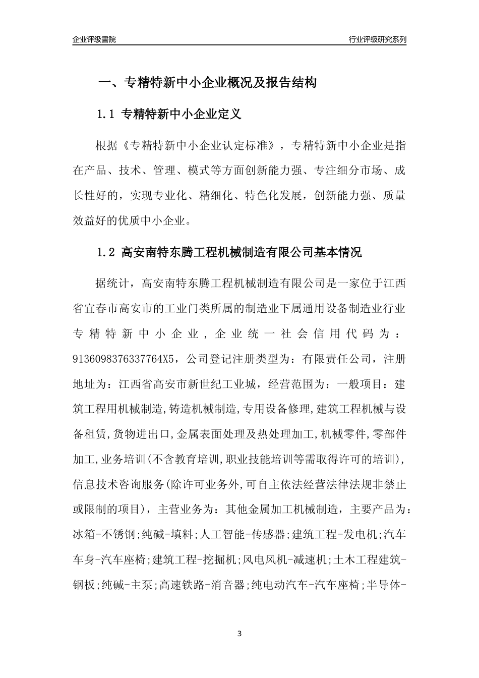 [专精特新]高安南特东腾工程机械制造有限公司行业竞争力评级分析报告(2023版)_第3页