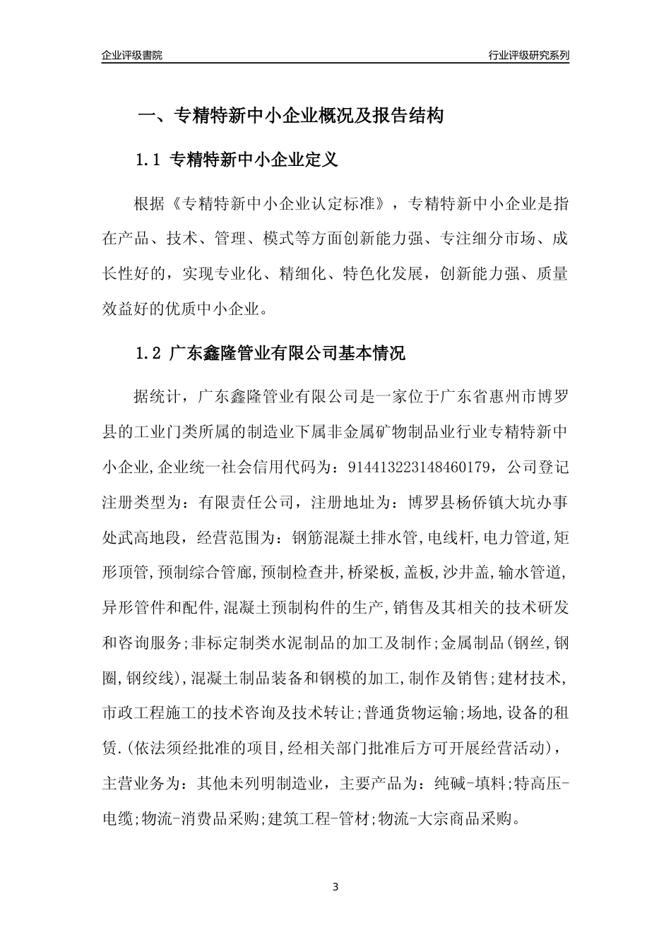 [专精特新]广东鑫隆管业有限公司行业竞争力评级分析报告(2023版)_第3页