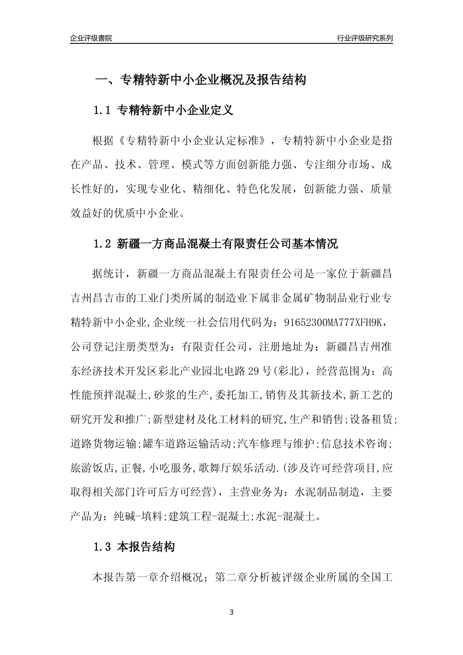 [专精特新]新疆一方商品混凝土有限责任公司行业竞争力评级分析报告(2023版)_第3页