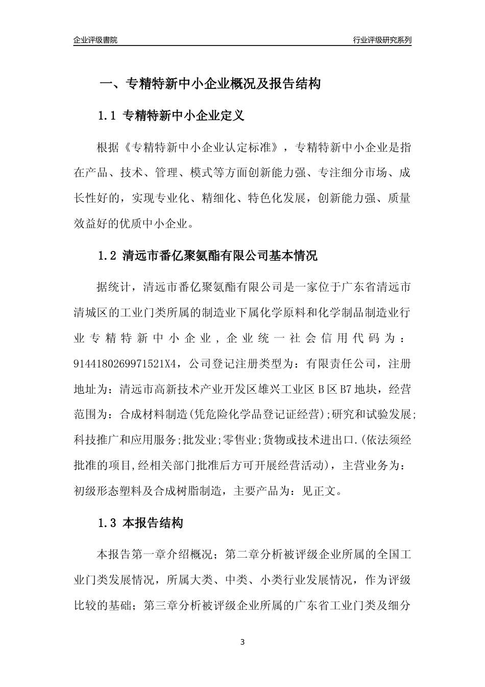 [专精特新]清远市番亿聚氨酯有限公司行业竞争力评级分析报告(2023版)_第3页