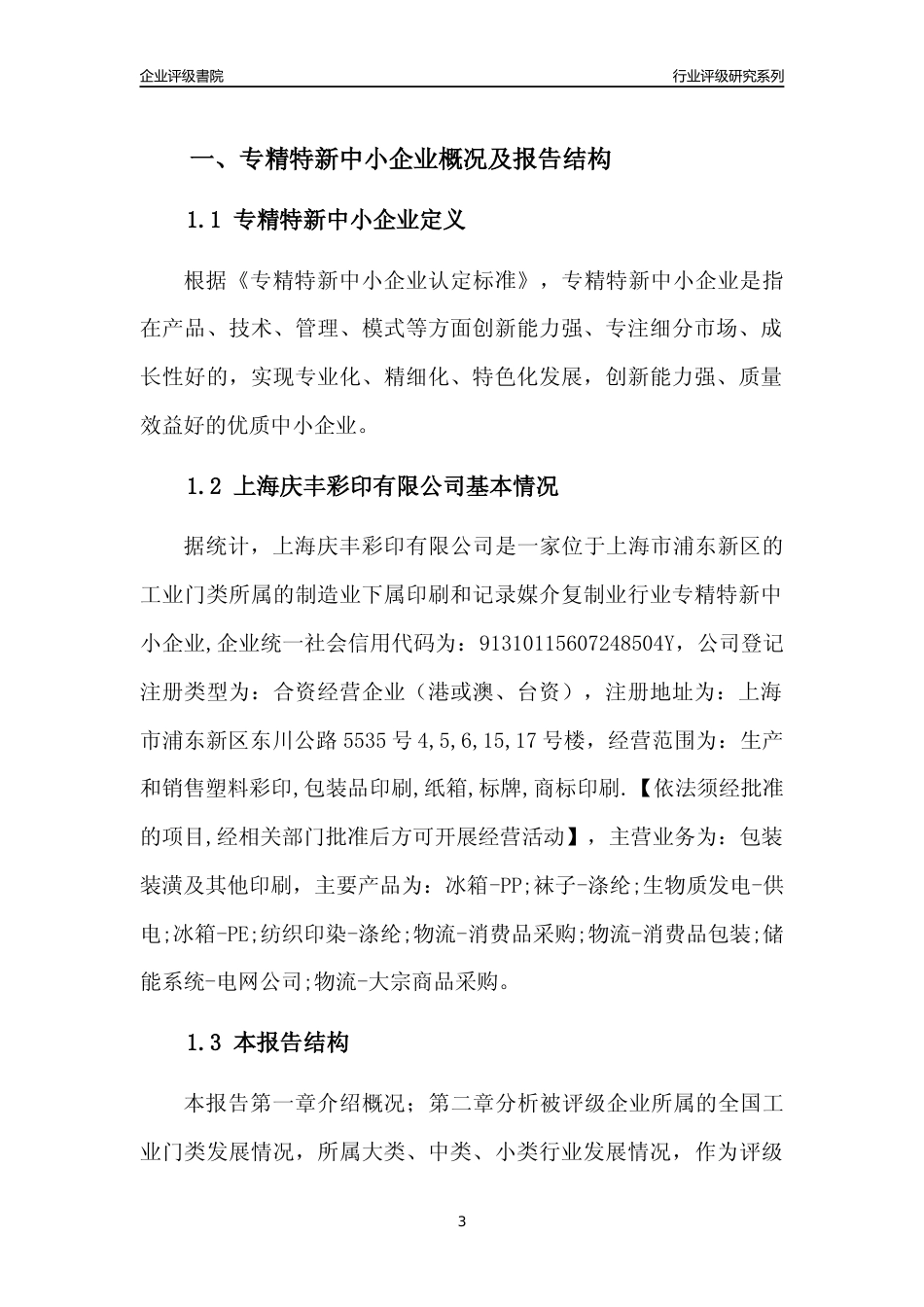 [专精特新]上海庆丰彩印有限公司行业竞争力评级分析报告(2023版)_第3页