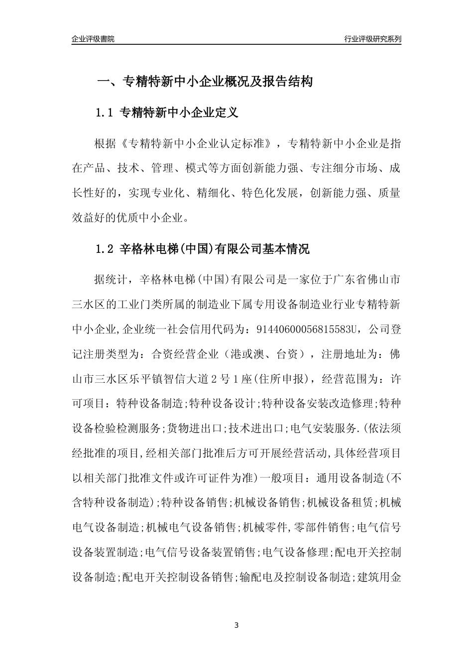 [专精特新]辛格林电梯(中国)有限公司行业竞争力评级分析报告(2023版)_第3页