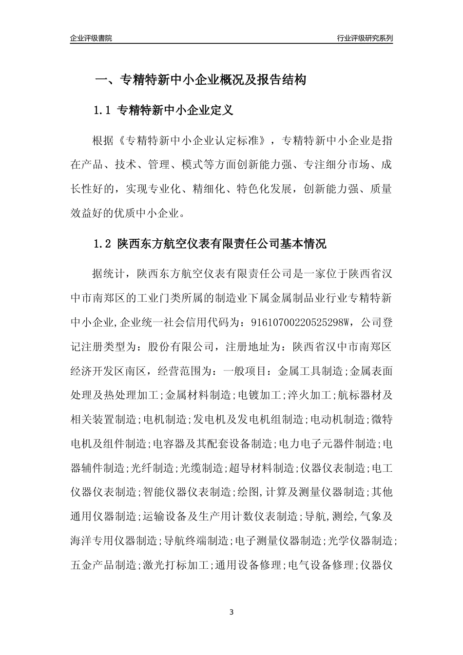 [专精特新]陕西东方航空仪表有限责任公司行业竞争力评级分析报告(2023版)_第3页