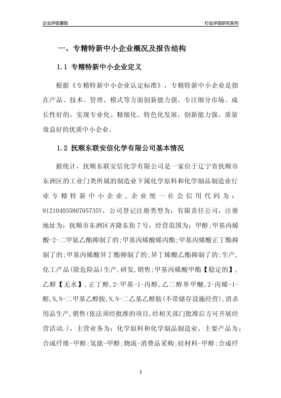 [专精特新]抚顺东联安信化学有限公司行业竞争力评级分析报告(2023版)_第3页