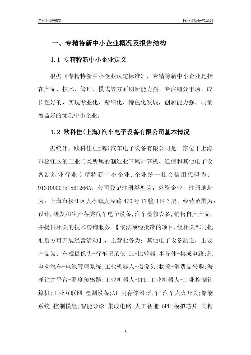 [专精特新]欧科佳(上海)汽车电子设备有限公司行业竞争力评级分析报告(2023版)_第3页